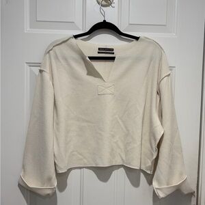 Urban Outfitters Women’s Cream, Cropped, Oversized sweater
